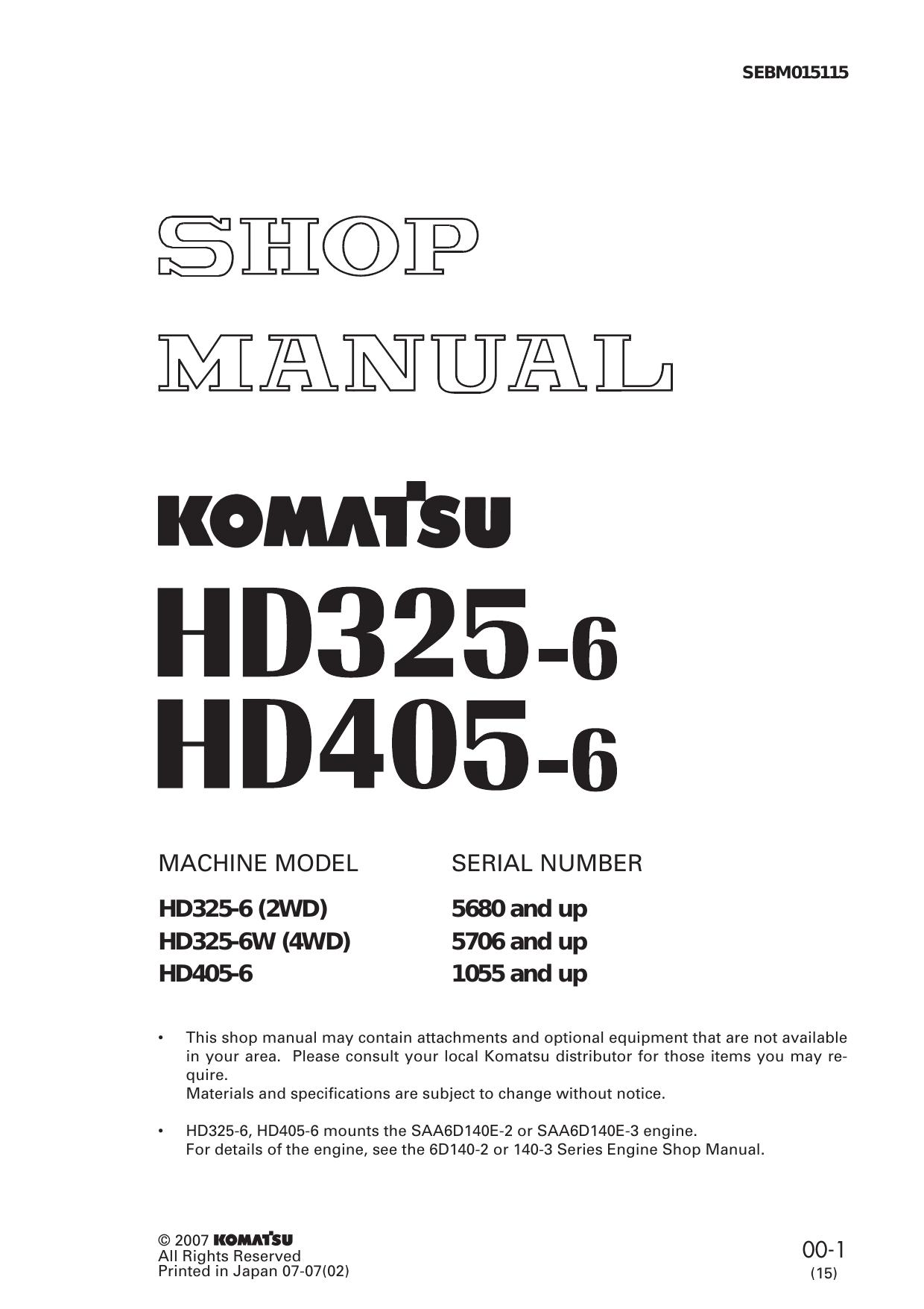 HD325-6 HD325-6W HD405-6